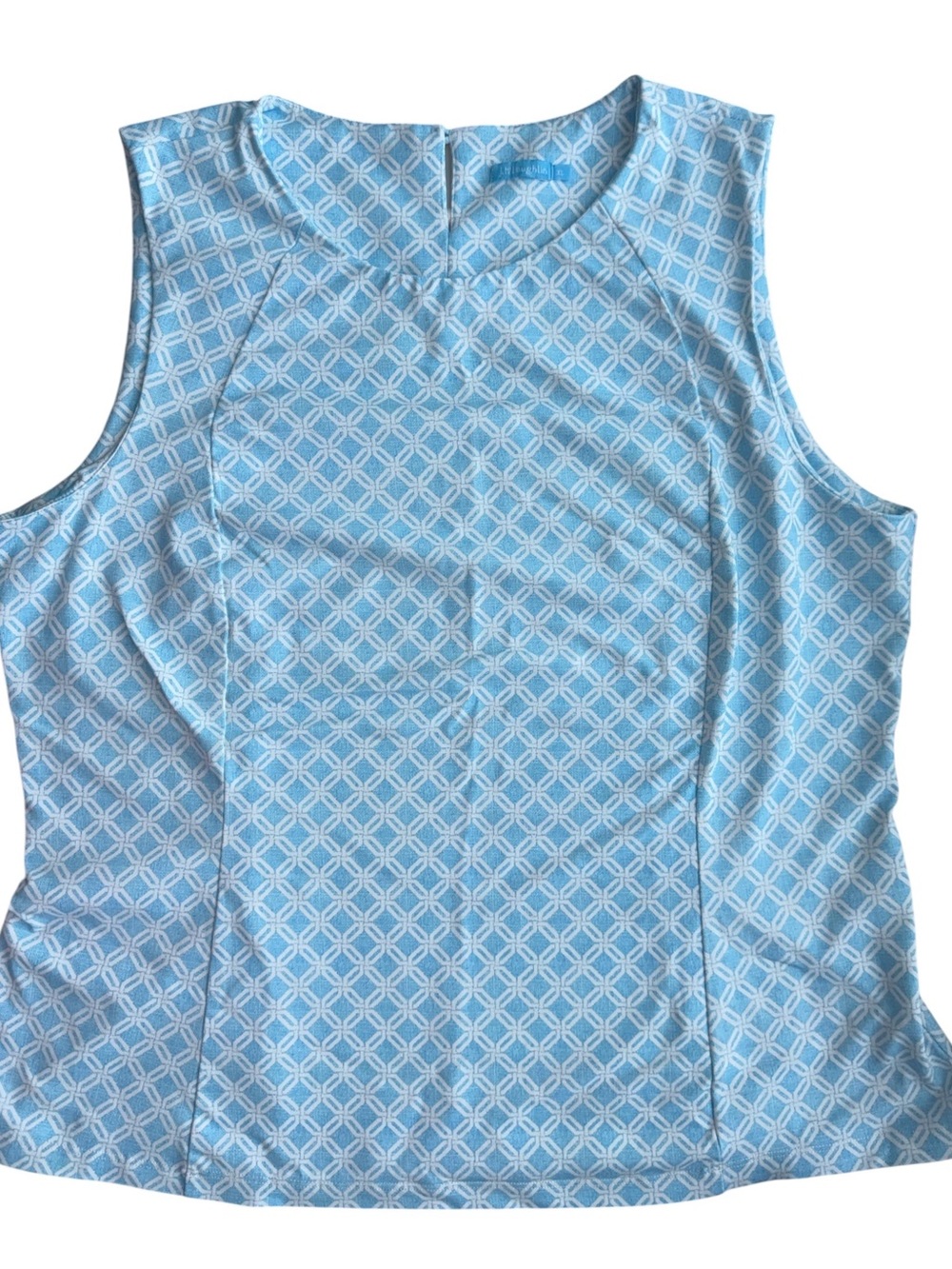 J. MCLAUGHLIN Catalina Cloth Sleeveless Shell Top Light Blue Geometric XL